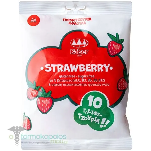 Kaiser Lollipops with Fiber & Vitamins in Strawberry Flavor, 10pcs