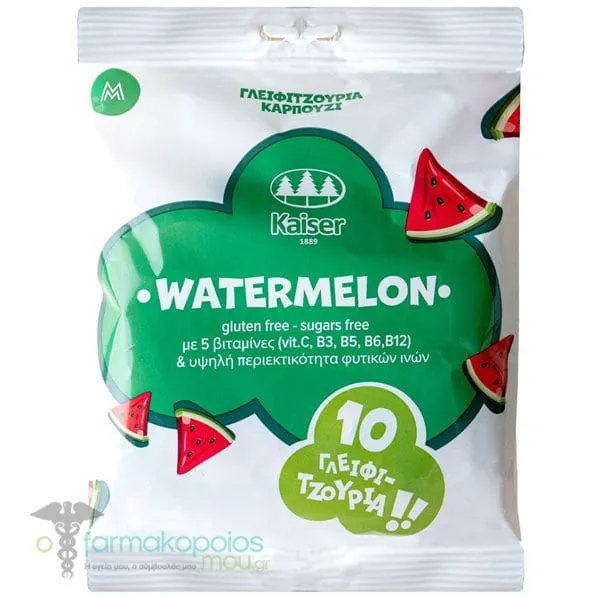 Kaiser Lollipops with Fiber & Vitamins in Watermelon Flavor, 10pcs