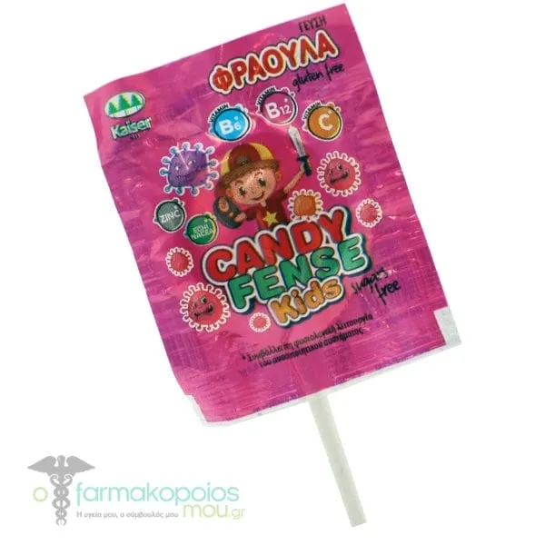 Kaiser Candyfense Kids Γλειφιτζούρι με Βιταμίνες &amp; Γεύση Φράουλα, 1τεμ