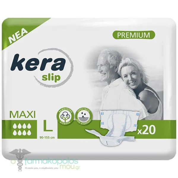Kera Premium Slip Maxi Ανοιχτές Πάνες Ακράτειας Large, 20τεμ