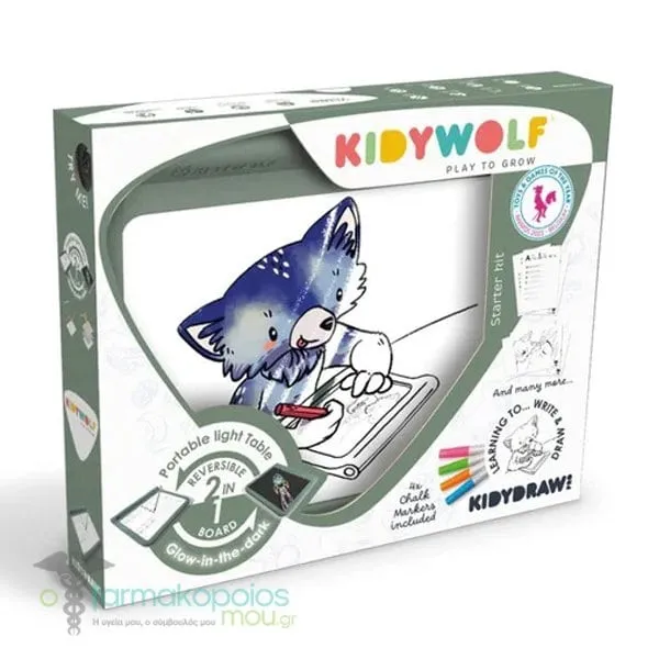 Kidywolf Portable Light Tablet Reversible 2 in 1 Board Επαναφορτιζόμενο Tablet Ζωγραφικής με Φως, 2 Όψεων με Οθόνη LED &amp; Μαυροπίνακα Πράσινο, 1τεμ