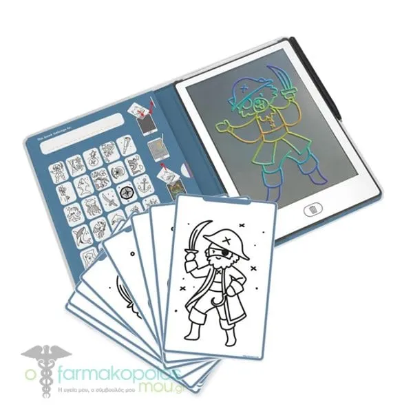 Kidywolf Tablet Ζωγραφικής με Οθόνη LCD &amp; 30 Κάρτες Oceans &amp; Pirates Μπλε, 1τεμ