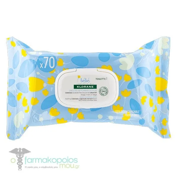 Klorane Baby Wipes with Calendula, 70pcs