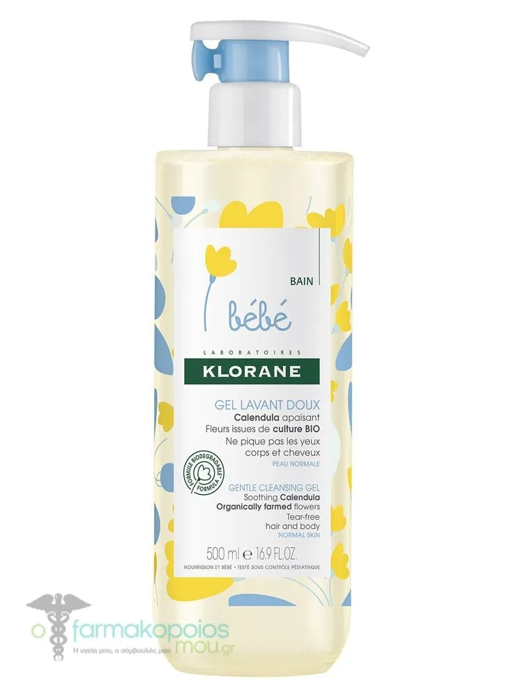 Klorane Bebe Gentle Cleansing Gel with Soothing Calendula, 500ml