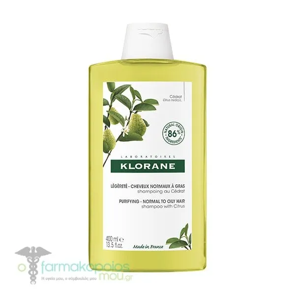 Klorane Purifying Shampoo with Citrus for Normal to Oily Hair, 400ml