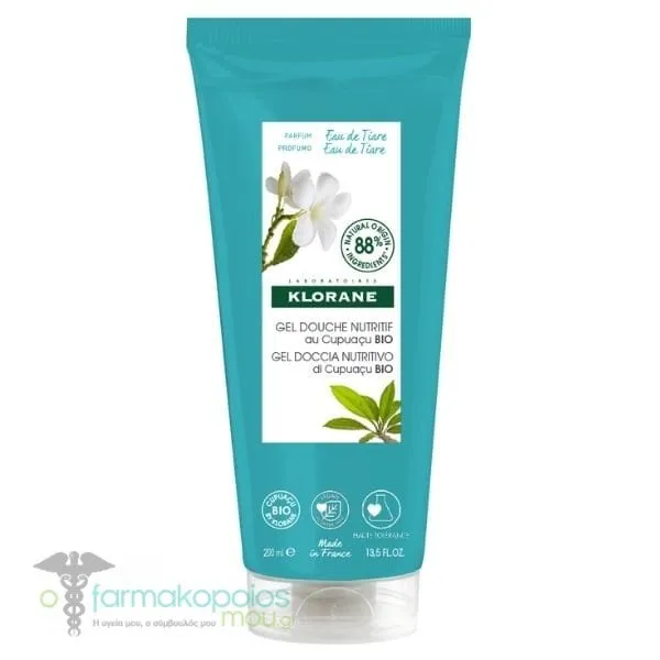 Klorane Nourishing Shower Gel with Organic Cupuacu Butter & Tiare Water, 200ml