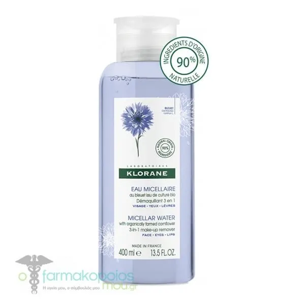 Klorane Micellar Water 3in1 Make-Up Remover with Cornflower, 400ml