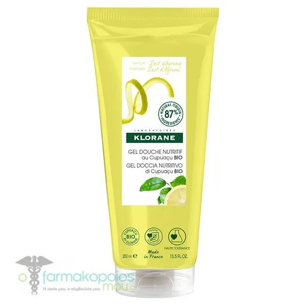 Klorane Nourishing Shower Gel with Organic Cupuacu Butter & Citrus Zest, 200ml