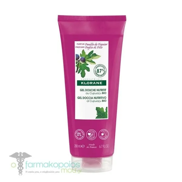 Klorane Nourishing Shower Gel with Organic Cupuacu Butter & Fig Essential Oil, 200ml