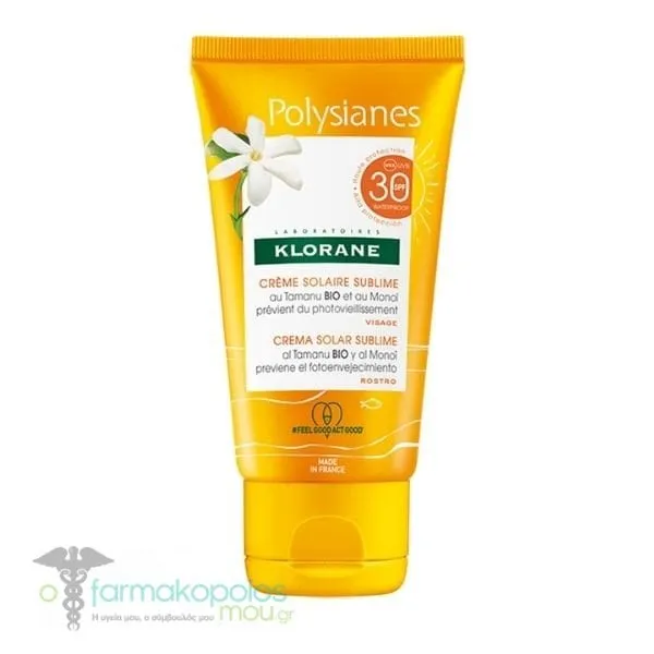 Klorane Polysianes Face Sunscreen SPF30 with Tamanu & Monoi, 50ml