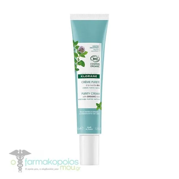 Klorane Purity Cream with Organic Mint for Combination to Oily Skin, 40ml
