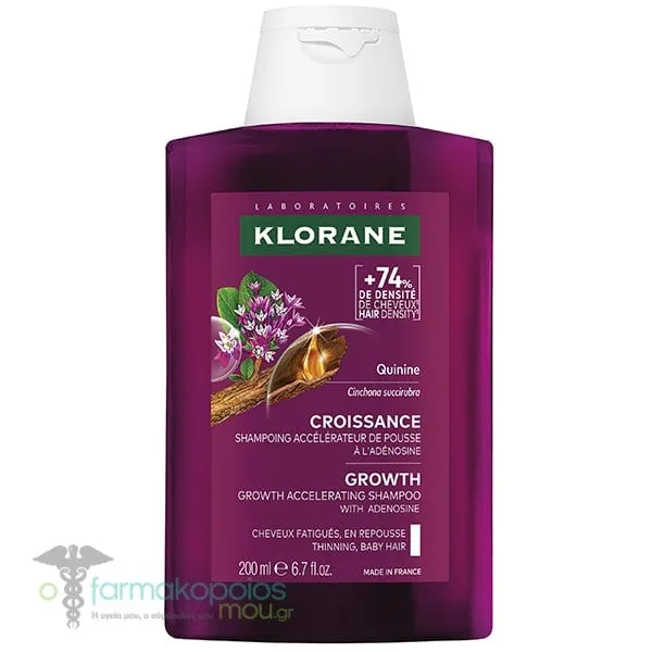Klorane Quinine Length Σαμπουάν Eπιτάχυνσης της Aνάπτυξης με Αδενοσίνη και Κινίνη, 200 ml