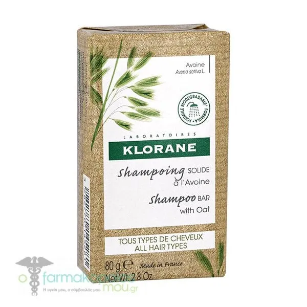 Klorane Shampoo Bar with Oat for All Hair Types, 80g