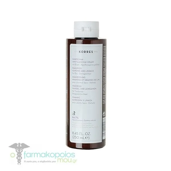 Korres Almond & Linseed Shampoo for Dry/Damaged Hair, 250ml