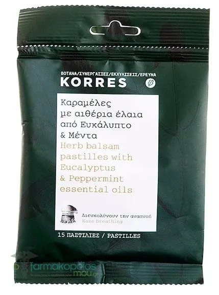 Korres Herb Balsam Pastilles with Eucalyptus Essential Oil & Menthol 15 pastilles, 60gr
