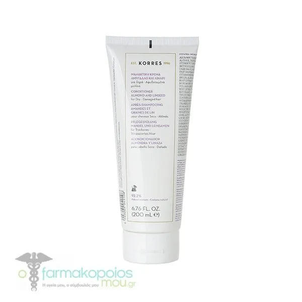 Korres Almond &amp; Linseed Conditioner for Dry/Damaged Hair, 200ml