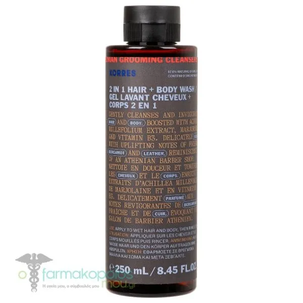 Korres Athenian Grooming 2in1 Hair & Body Wash for Men, 250ml