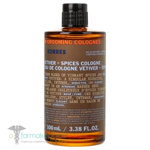 Korres Athenian Grooming Eau de Cologne Vetiver & Spices, 100ml