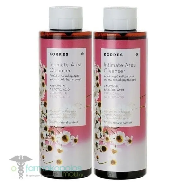 Korres Intimate Area Cleanser with Chamomile & Lactic Acid (1+1 FREE), 2x250ml