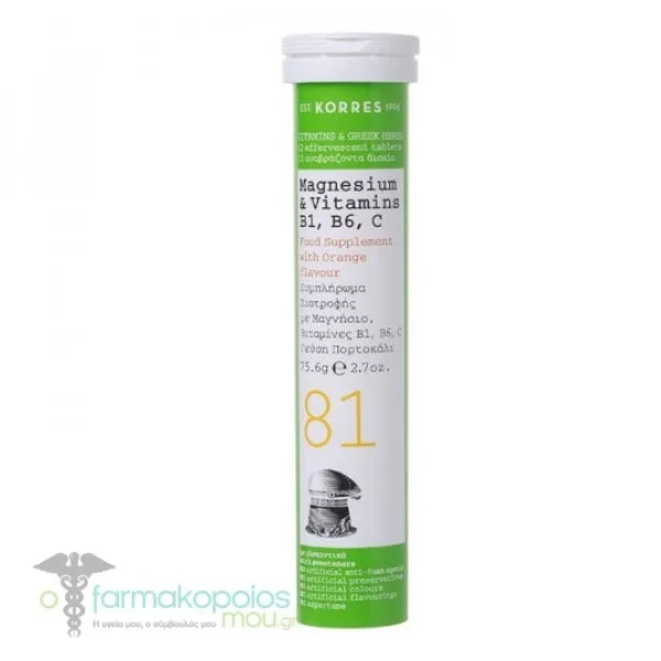 Korres Magnesium & Vitamins B1, B6 & C, 12eff.tabs
