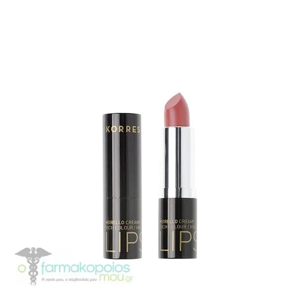 Korres Morello Creamy Lipstick 16 Blushed Pink Κρεμώδες Κραγιόν για έντονο, γεμάτο χρώμα μεγάλης διάρκειας, 3.5gr