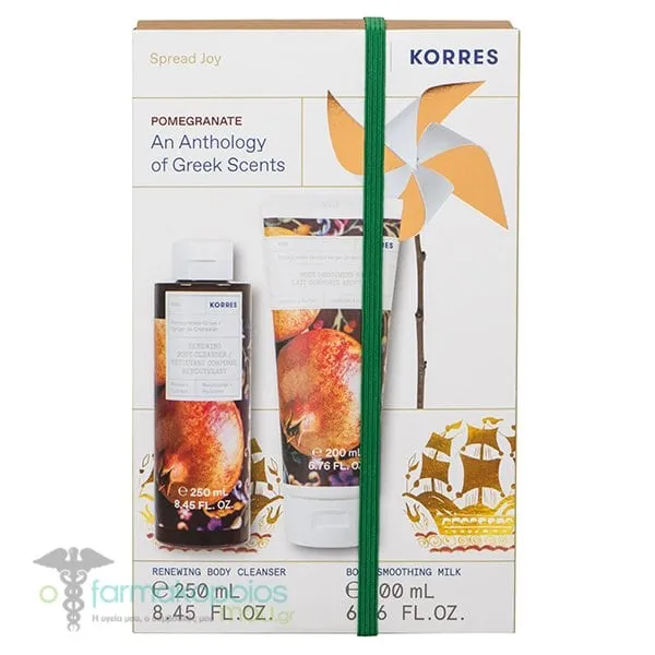 Korres Promo Pomegranate Grove Renewing Αφρόλουτρο, 250ml & Pomegranate Grove Smoothing Ενυδατικό Γαλάκτωμα Σώματος, 200ml, 1σετ