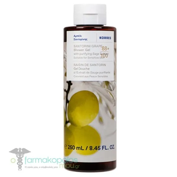 Korres Shower Gel Santorini Grape Αφρόλουτρο με Φρουτώδες Άρωμα από Αμπέλια Σαντορίνης, 250ml