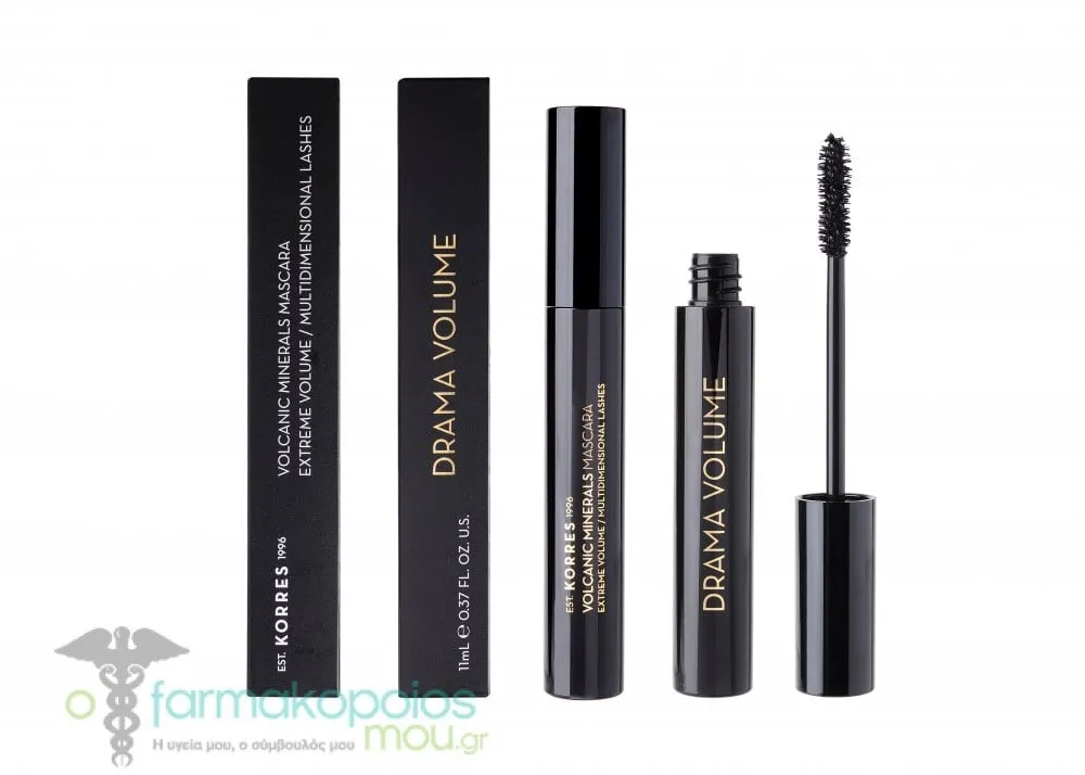 Korres Volcanic Minerals Drama Volume Mascara 01 Black, 11ml