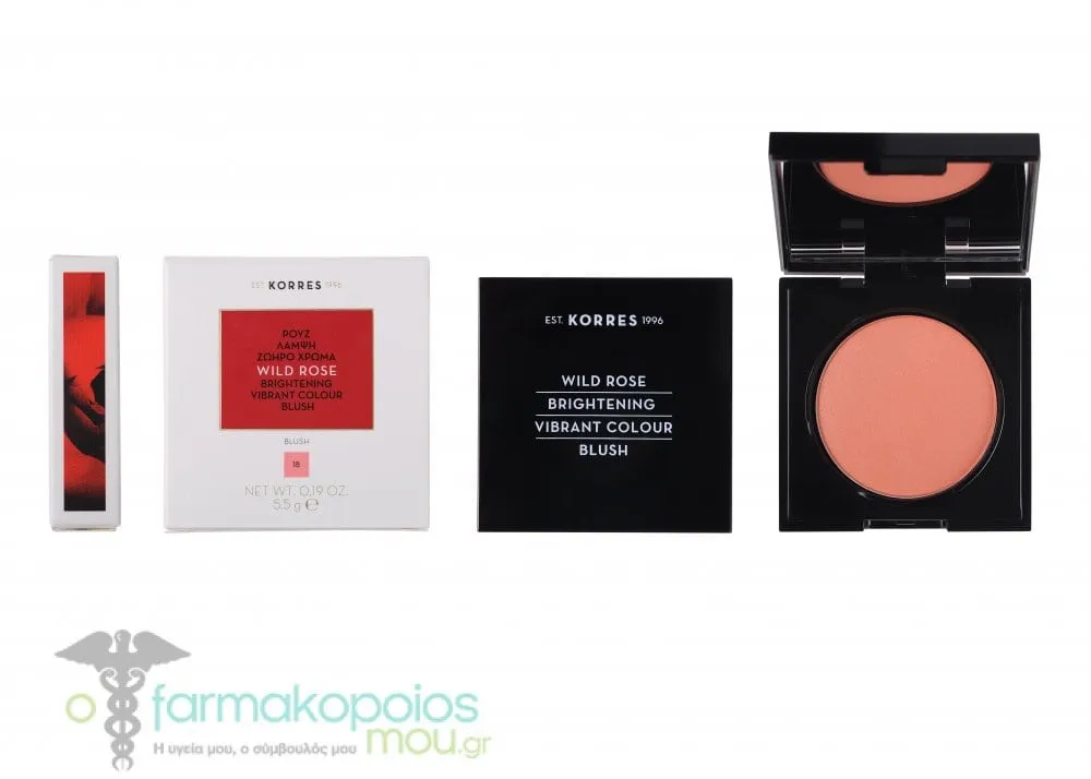 Korres Wild Rose Brightening Vibrant Color Blush No 18 Peach, 5.5g