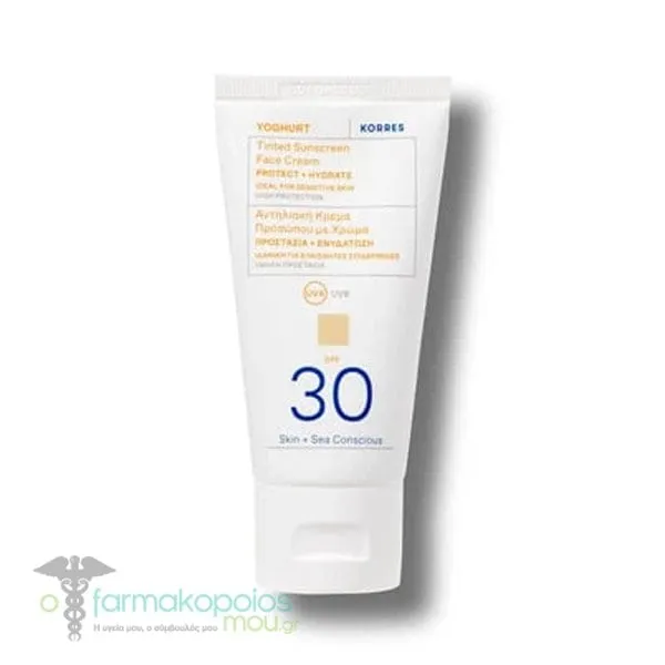 Korres Yoghurt Tinted Sunscreen Face Cream SPF 30, 50ml