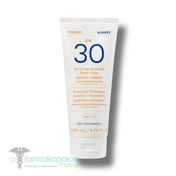 Korres Yoghurt Suncreen Emulsion Body & Face SPF 30, 200ml