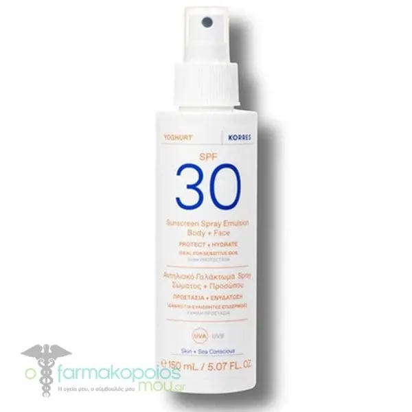 Korres Yoghurt Suncreen Spray Emulsion Body & Face SPF 30, 150ml