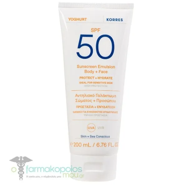 Korres Yoghurt Sunscreen Emulsion Body & Face SPF50, 200ml