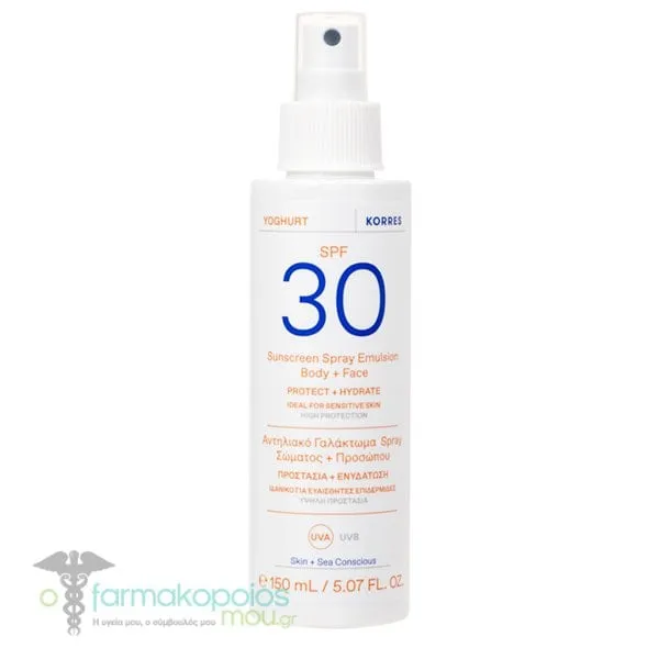 Korres Yoghurt Sunscreen Spray Emulsion Body & Face SPF30, 150ml