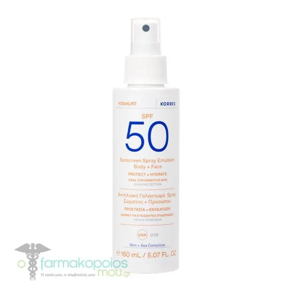 Korres Yoghurt Sunscreen Spray Emulsion Body & Face SPF50, 150ml