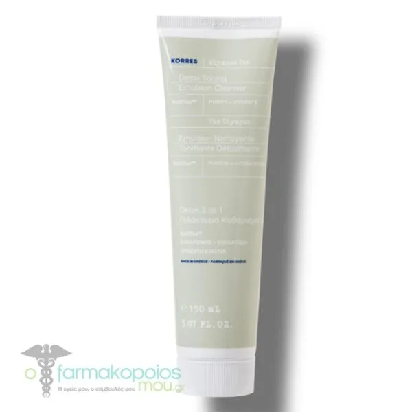 Korres Olympus Tea Detox Toning Emulsion Cleanser for Face & Eyes, 150ml