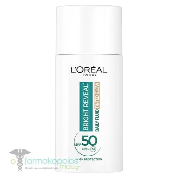 L'Oreal Paris Bright Reveal Daily Fluid Tinted Glow Medium SPF50 Cream with Colour, 50ml