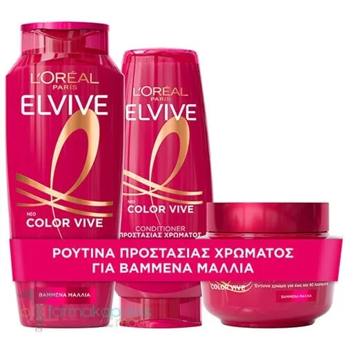 L'Oreal Paris Elvive Color Vive Σετ Περιποίησης για Βαμμένα Μαλλιά με Color Vive Σαμπουάν, 400ml, Conditioner Μαλλιών, 200ml & Μάσκα Προστασίας Χρώματος, 300ml, 1σετ