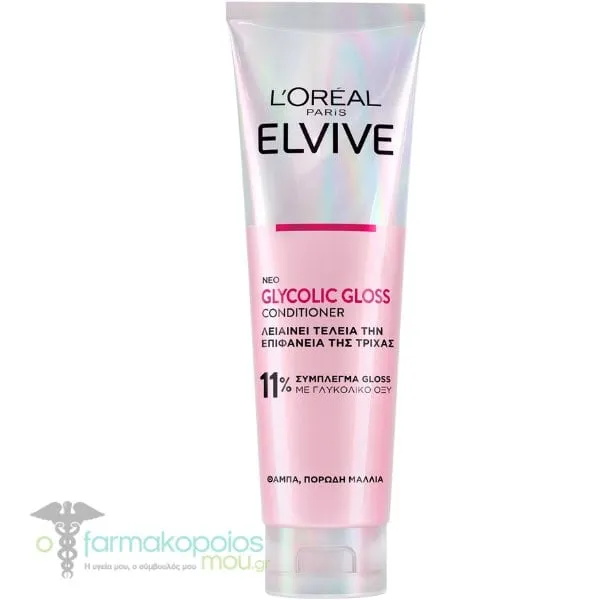 L'Oreal Paris Elvive Glycolic Gloss Conditioner Μαλακτική Κρέμα για Λάμψη & Λείανση Μαλλιών, 150ml