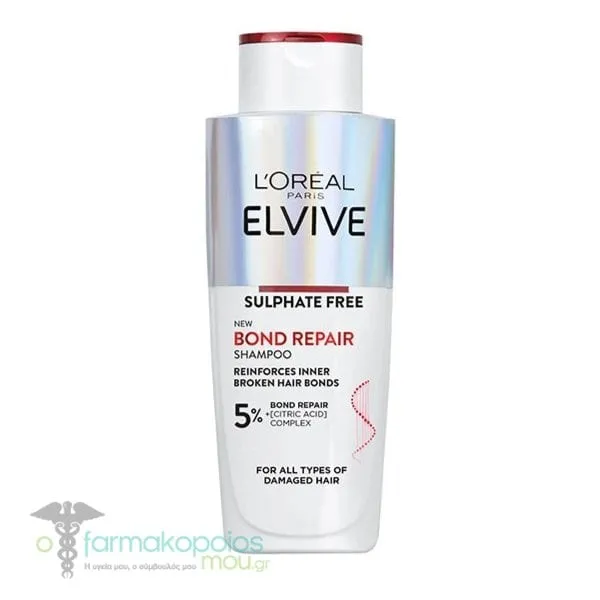 L'Oreal Paris Elvive Bond Repair Shampoo 5% for Damaged Hair, 200ml