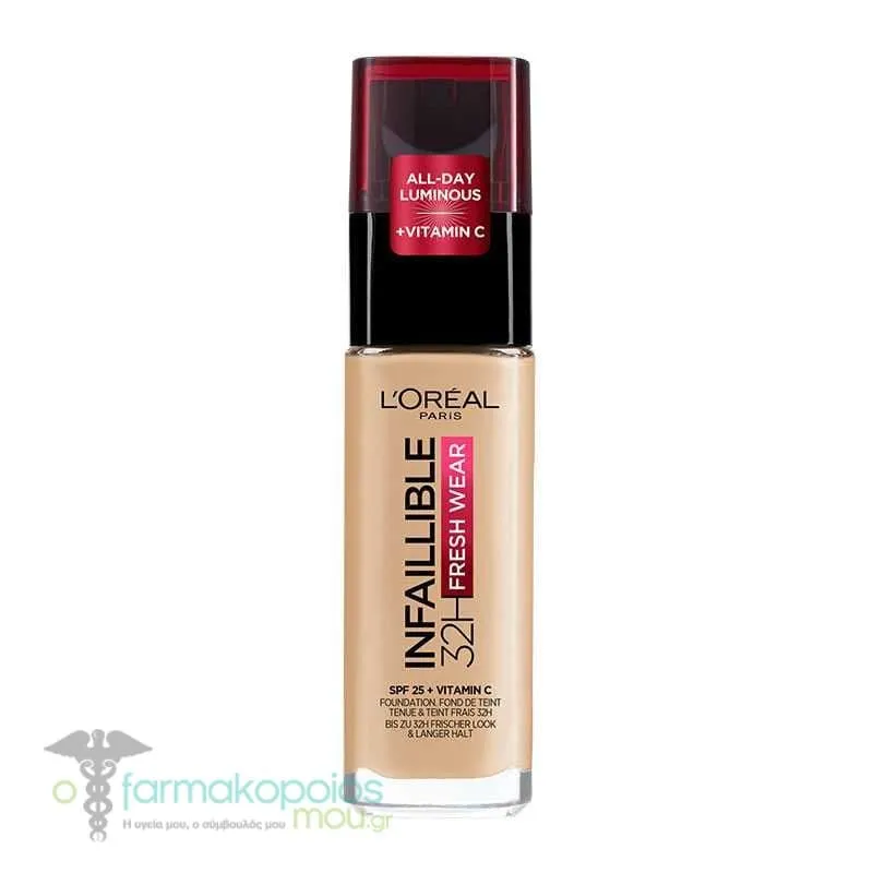 L'Oreal Paris Infallible 24H Fresh Wear Foundation, 30ml - 100 Lin Linen