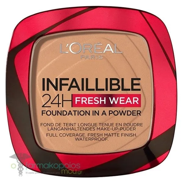 L'oreal Paris Infaillible 24H Fresh Wear, Foundation in a Powder Βάση Make Up 24ης Διάρκειας σε Μορφή Πούδρας, 9gr - 260 Golden Sun