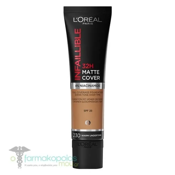 L'Oreal Paris Infallible 24h Matte Cover Foundation, 30ml - 230 Radiant Honey