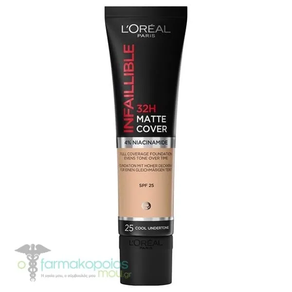 L'Oreal Paris Infallible 24h Matte Cover Foundation, 30ml - 25 Rose Ivory