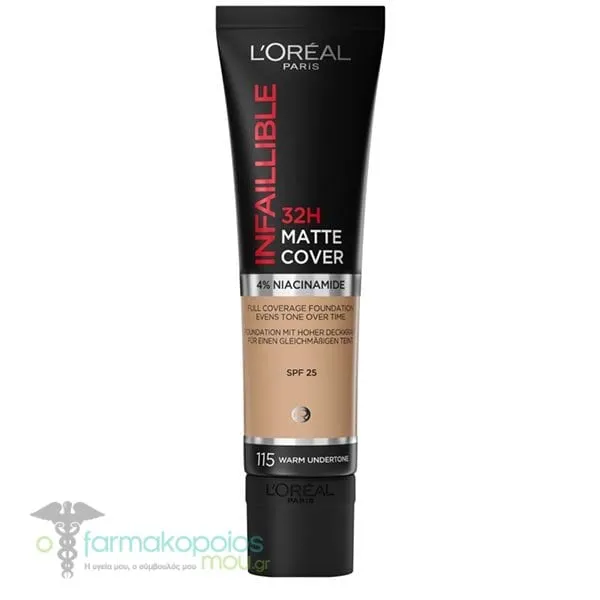 L'Oreal Paris Infallible 24h Matte Cover Foundation, 30ml - 115 Golden Beige