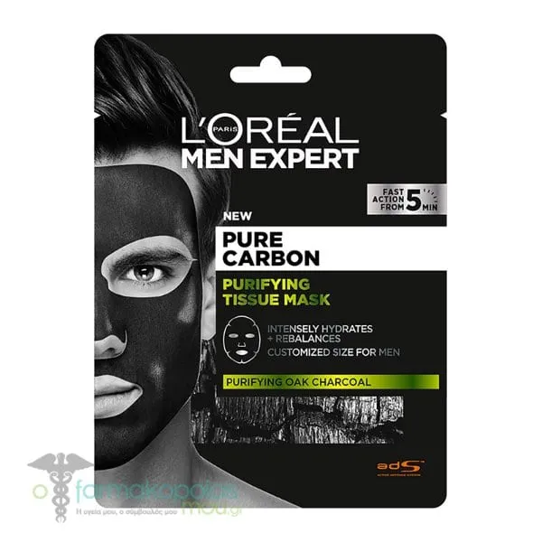 L'Oreal Paris Men Expert Pure Carbon Tissue Mask, 30gr