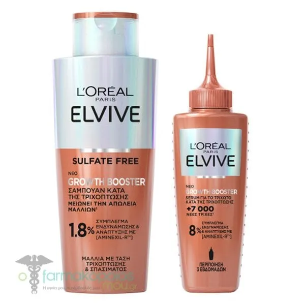 L'Oreal Paris Promo Elvive Growth Booster Shampoo Anti-Hair Loss, 200ml & Serum Anti-Hair Loss, 102ml, 1set