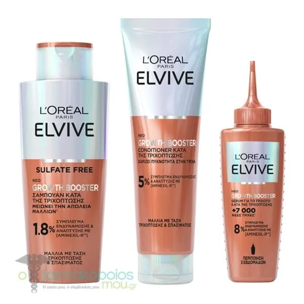 L'Oreal Paris Promo Elvive Growth Shampoo Anti-Hair Loss, 200ml & Serum Anti-Hair Loss, 102ml & Conditioner Anti-Hair Loss, 150ml, 1set