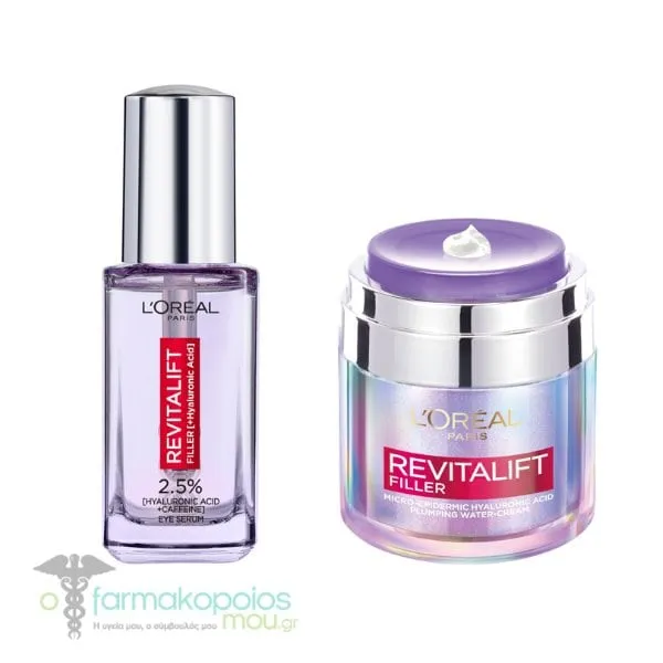 L'Oreal Paris Promo Revitalift Filler Eye Serum, 20ml & Plumping Water Cream, 50ml, 1set