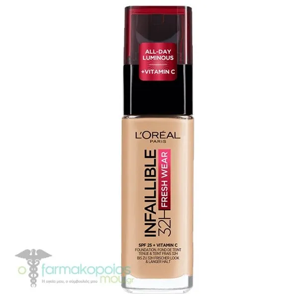 L'Οreal Paris Infaillible 32H Fresh Wear Foundation SPF25, 30ml - 120 Vanille
